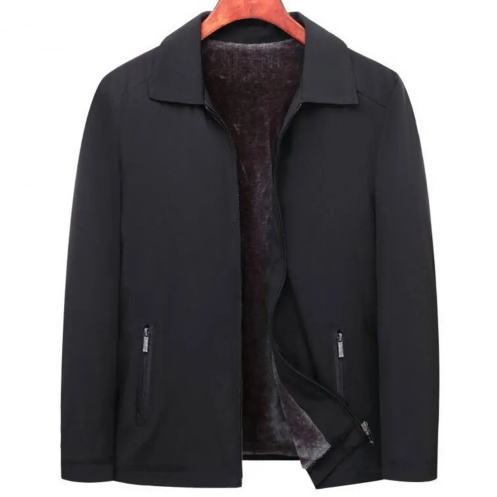 Men Jacket Thickened Stand Collar Plush Lining Thicken Winter Jackets for Men Fleece Long Sleeve Coat Casual Hoodies Overcoat