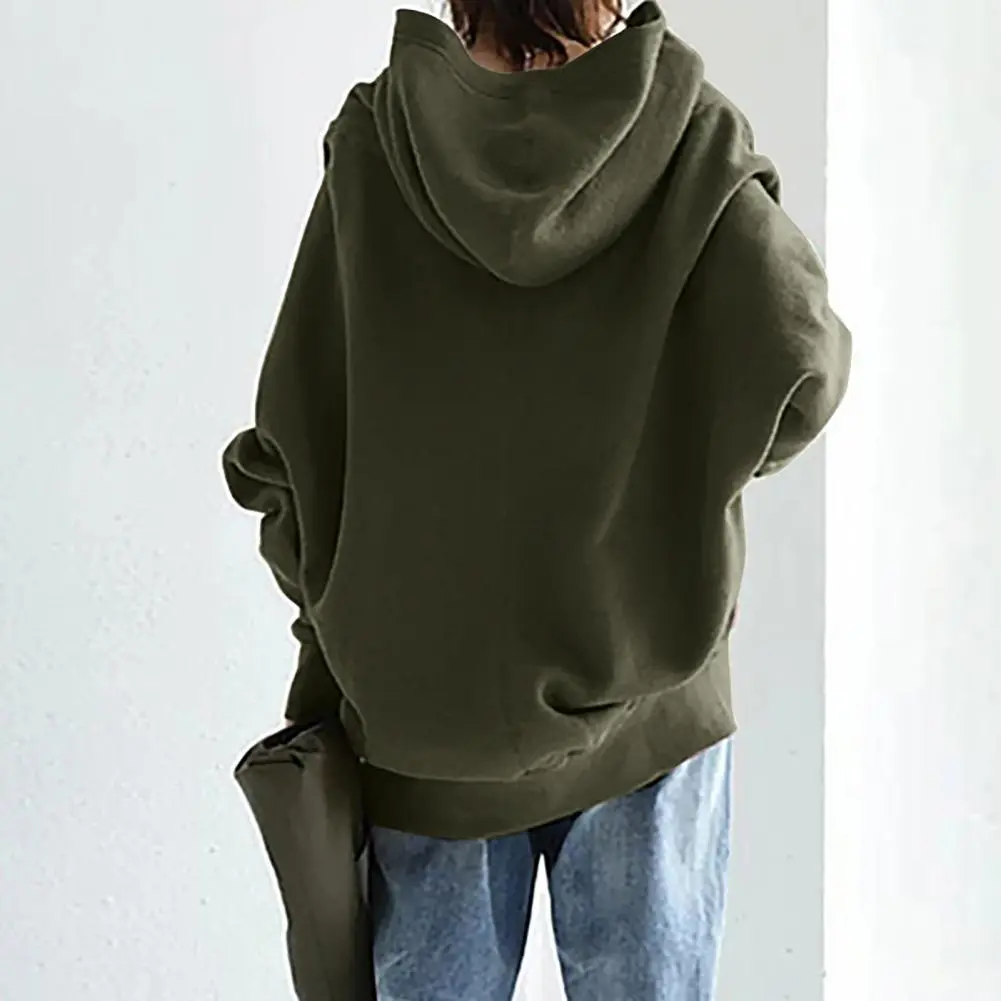 Sweatshirt Jacket Skin-Touching Cardigan Hoodie Shrinkable Cuffs Coldproof  Stylish Lady Simple Casual Solid Color Hooded Coat