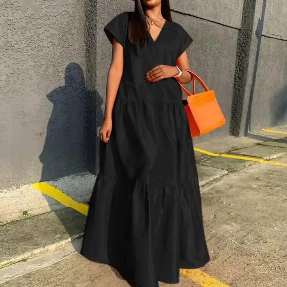 Women Ruffles Sundress Elegant Casual Party Beach Dress Vintage Boho Midi Dress Beach Sun Dress Oversized Loose Dress vestido