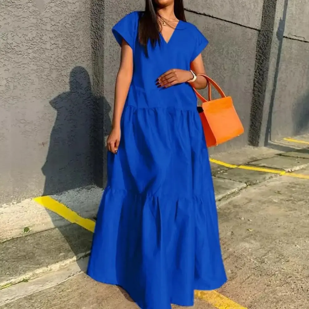 Women Ruffles Sundress Elegant Casual Party Beach Dress Vintage Boho Midi Dress Beach Sun Dress Oversized Loose Dress vestido