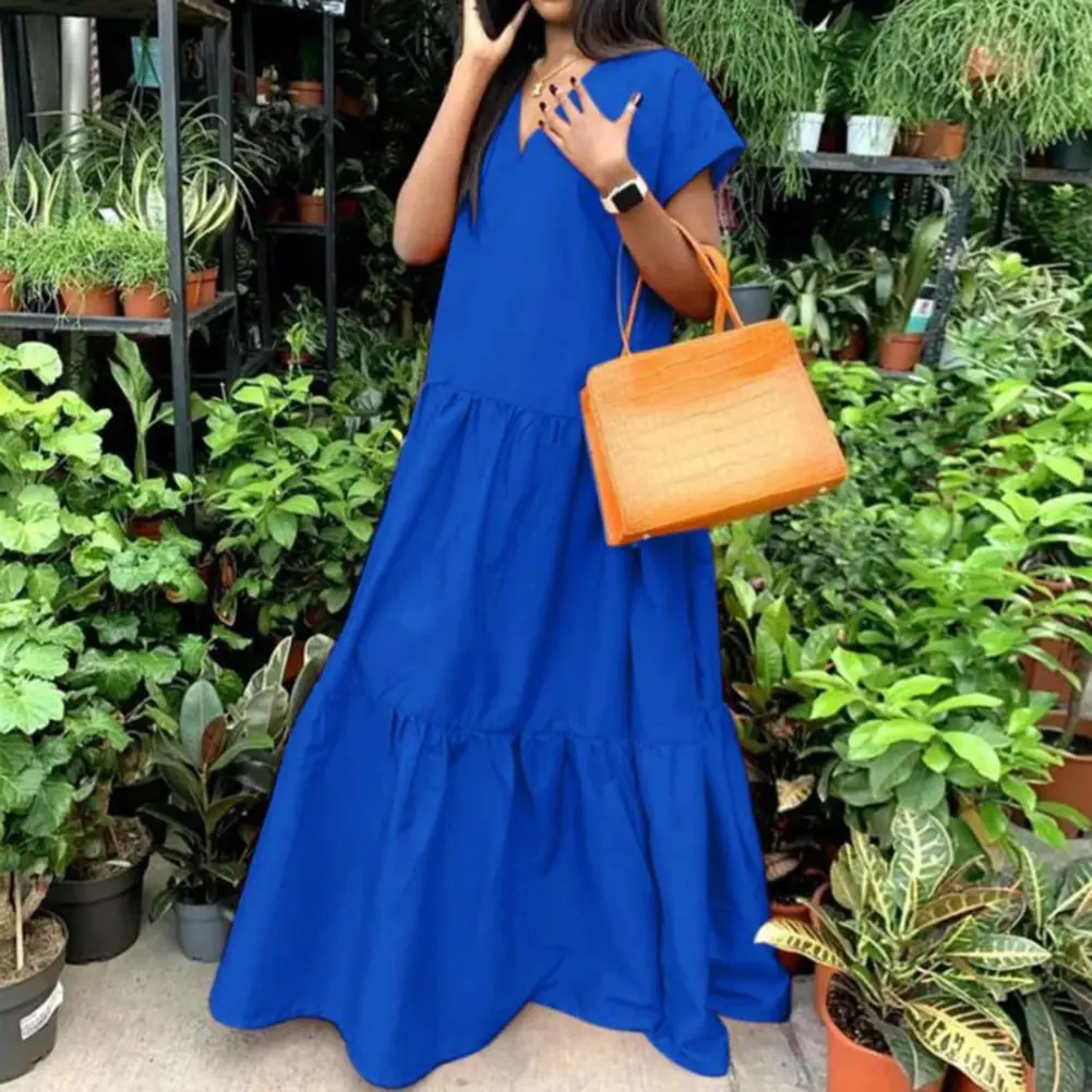Women Ruffles Sundress Elegant Casual Party Beach Dress Vintage Boho Midi Dress Beach Sun Dress Oversized Loose Dress vestido