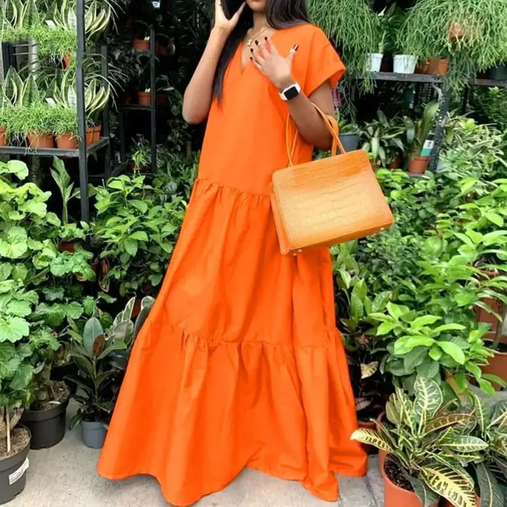Women Ruffles Sundress Elegant Casual Party Beach Dress Vintage Boho Midi Dress Beach Sun Dress Oversized Loose Dress vestido