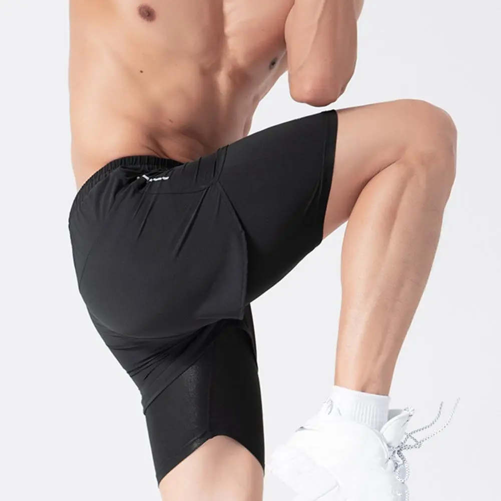 Fake 2 Peiecs Summer Men Shorts Quick Dry Pants Running Shorts Workout Gym Fitness Jogging Short Casual Men Beach Shorts Trunks