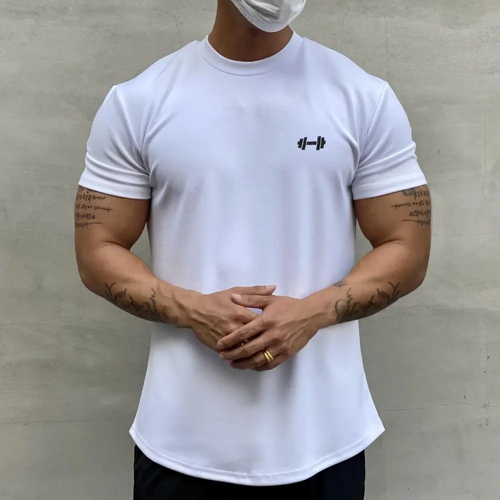 2022 Men T-shirt Male Sports Gym Muscle Fitness T Shirt Blouses Loose Half Sleeve Summer Bodybuilding Tee Tops Men's Clothing