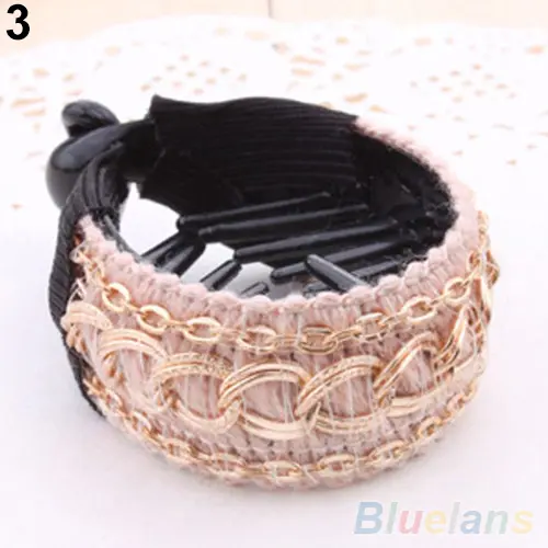 Fashionable Luxury Cute Women Gold Chain Hair Clip Hair Barrette Ponytail Holderhot