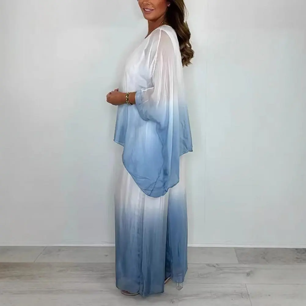 Lightweight Comfortable Two-piece Set Women Polyester Two-piece Set Stylish Summer Chiffon Gradient 2 Piece for Women for Women