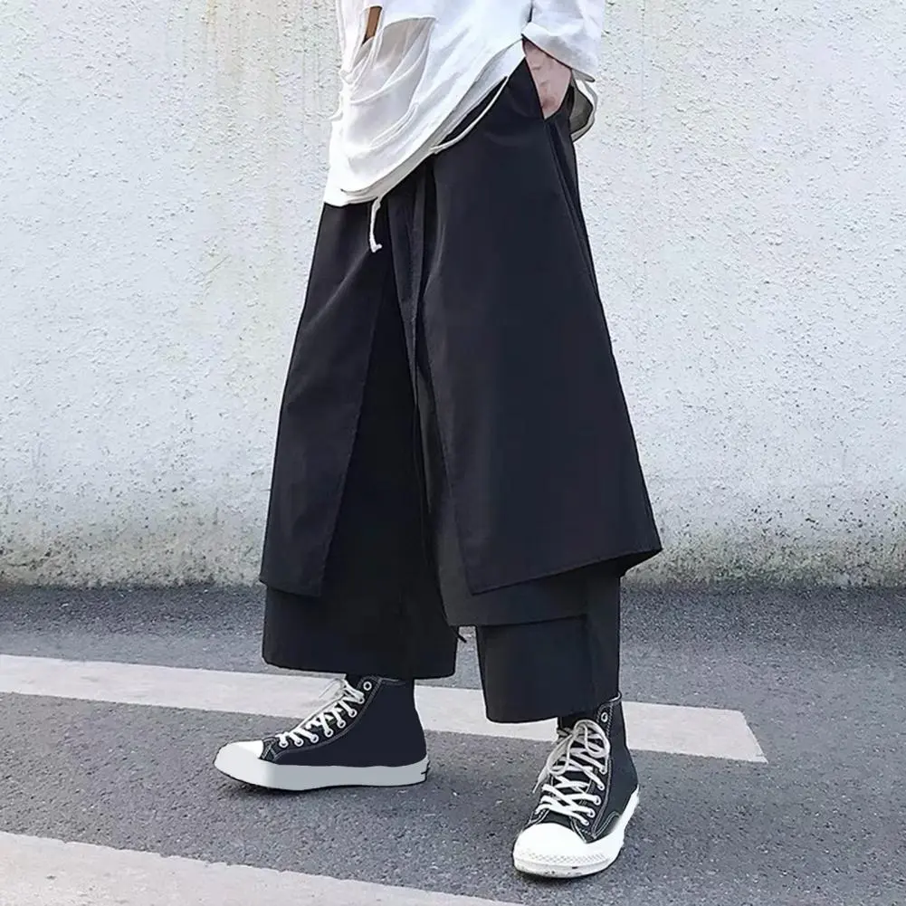Men Simple Everyday Style Pants Men Black Casual Pants Trendy Men's Loose Fit Hip-hop Pants with Pockets for Everyday Street