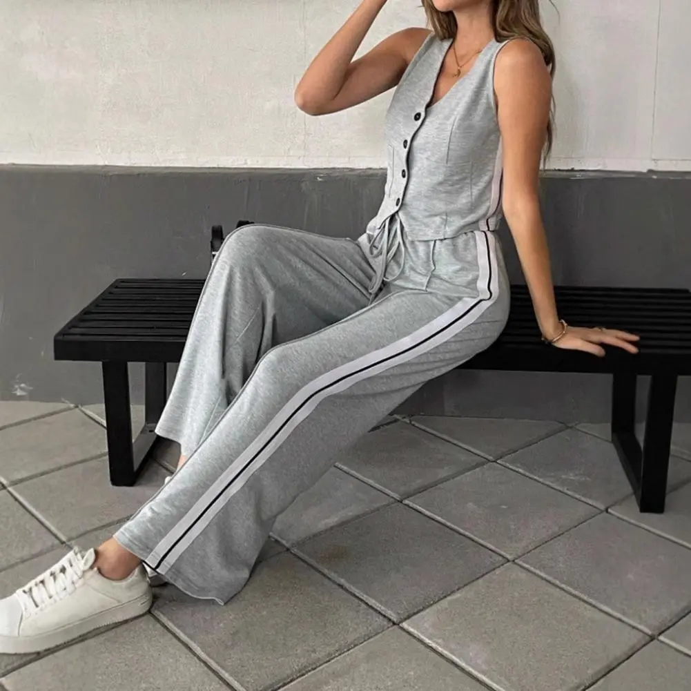 2025 Summer New Suit Vest Pants Suit Women's Suit Fashion Stitching Pants Pocket Female Office Casual Chic Two Piece Set