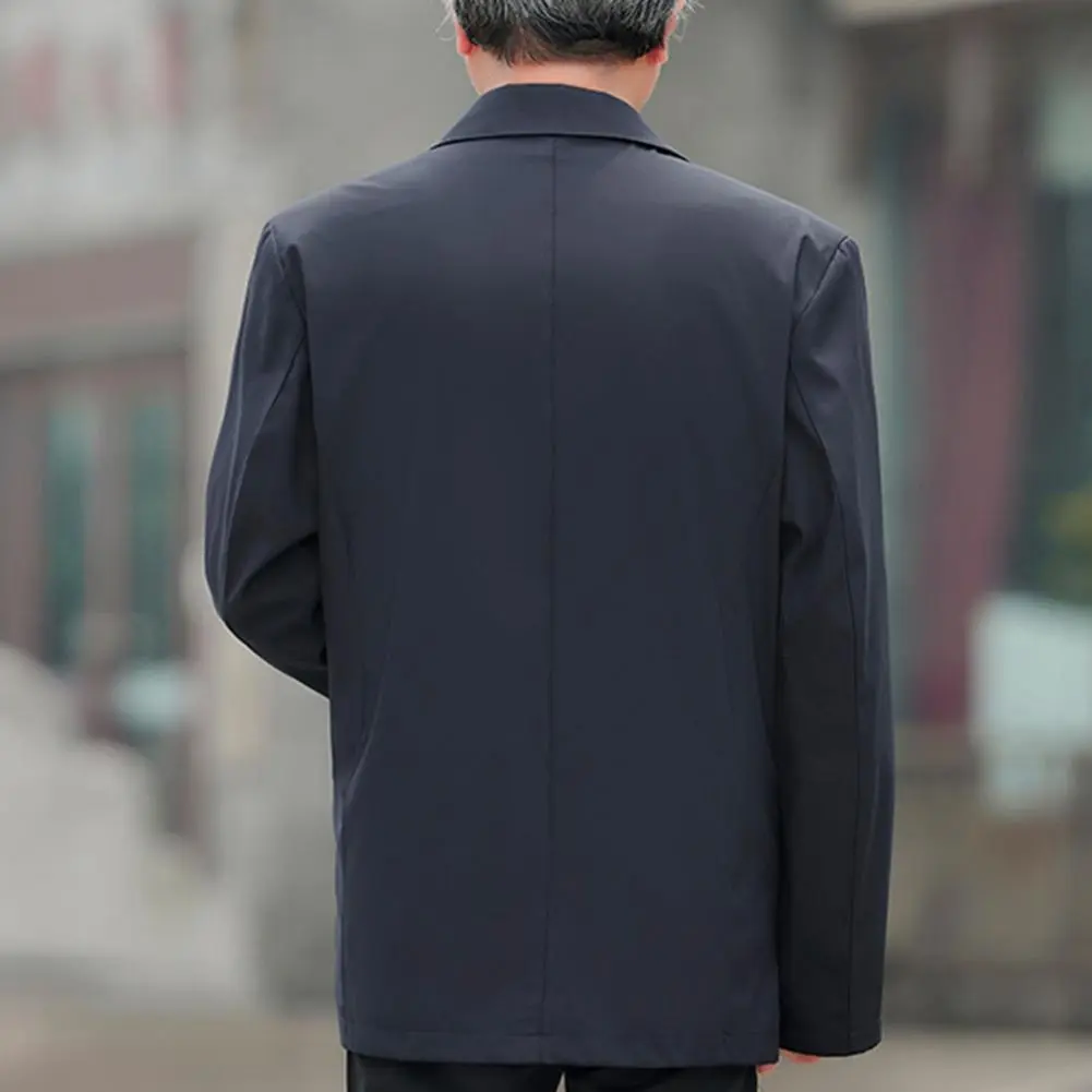 2025 M-3XL Men Spring Autumn Jacket Long Sleeve Turn-down Collar Single Breasted Solid Color Business Blazer Suit Casual Coat