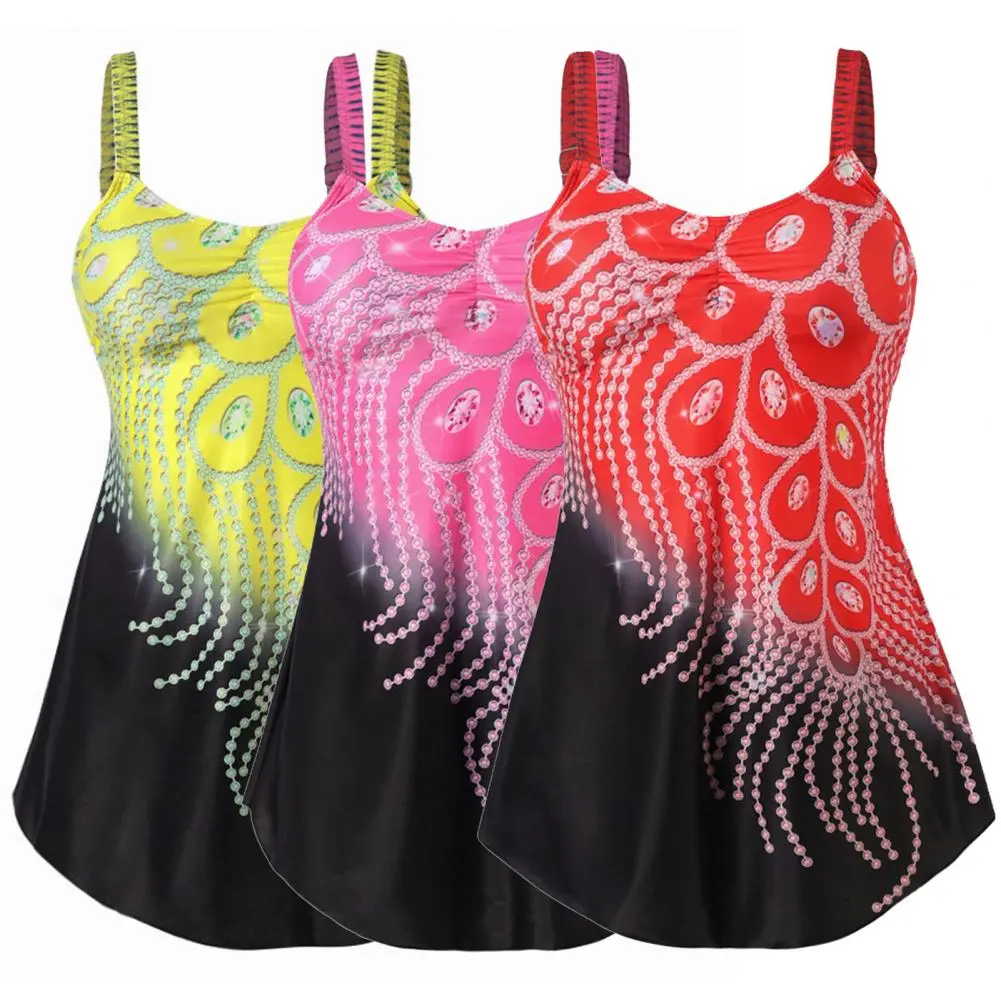 2025 Sexy One Piece Swimsuit Women Tankini Swimsuit Two Piece Patchwork Tank Top + Briefs Set Spaghetti Band Tankini Swimwear