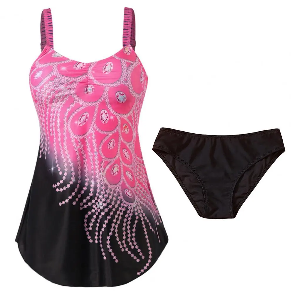 2025 Sexy One Piece Swimsuit Women Tankini Swimsuit Two Piece Patchwork Tank Top + Briefs Set Spaghetti Band Tankini Swimwear