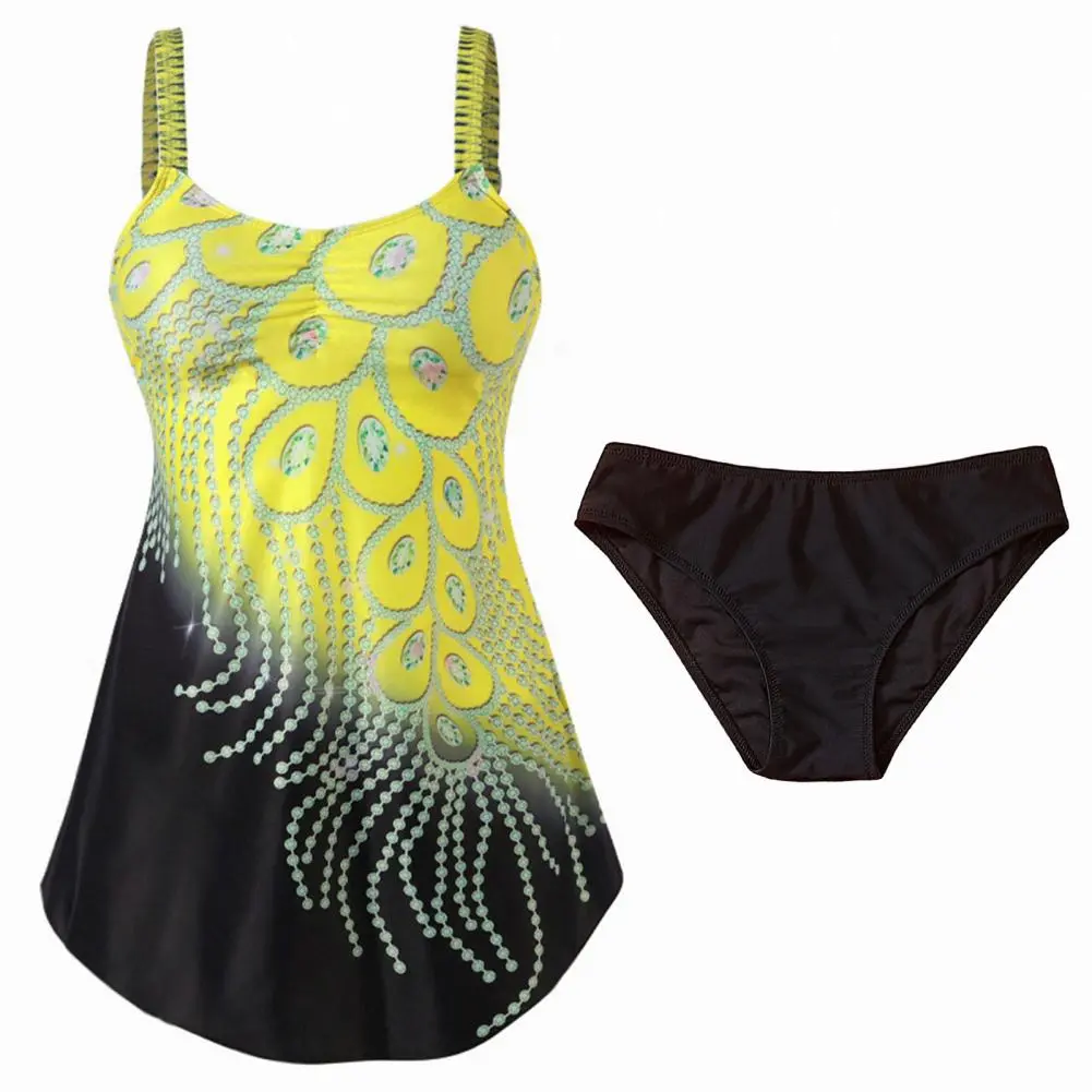 2025 Sexy One Piece Swimsuit Women Tankini Swimsuit Two Piece Patchwork Tank Top + Briefs Set Spaghetti Band Tankini Swimwear