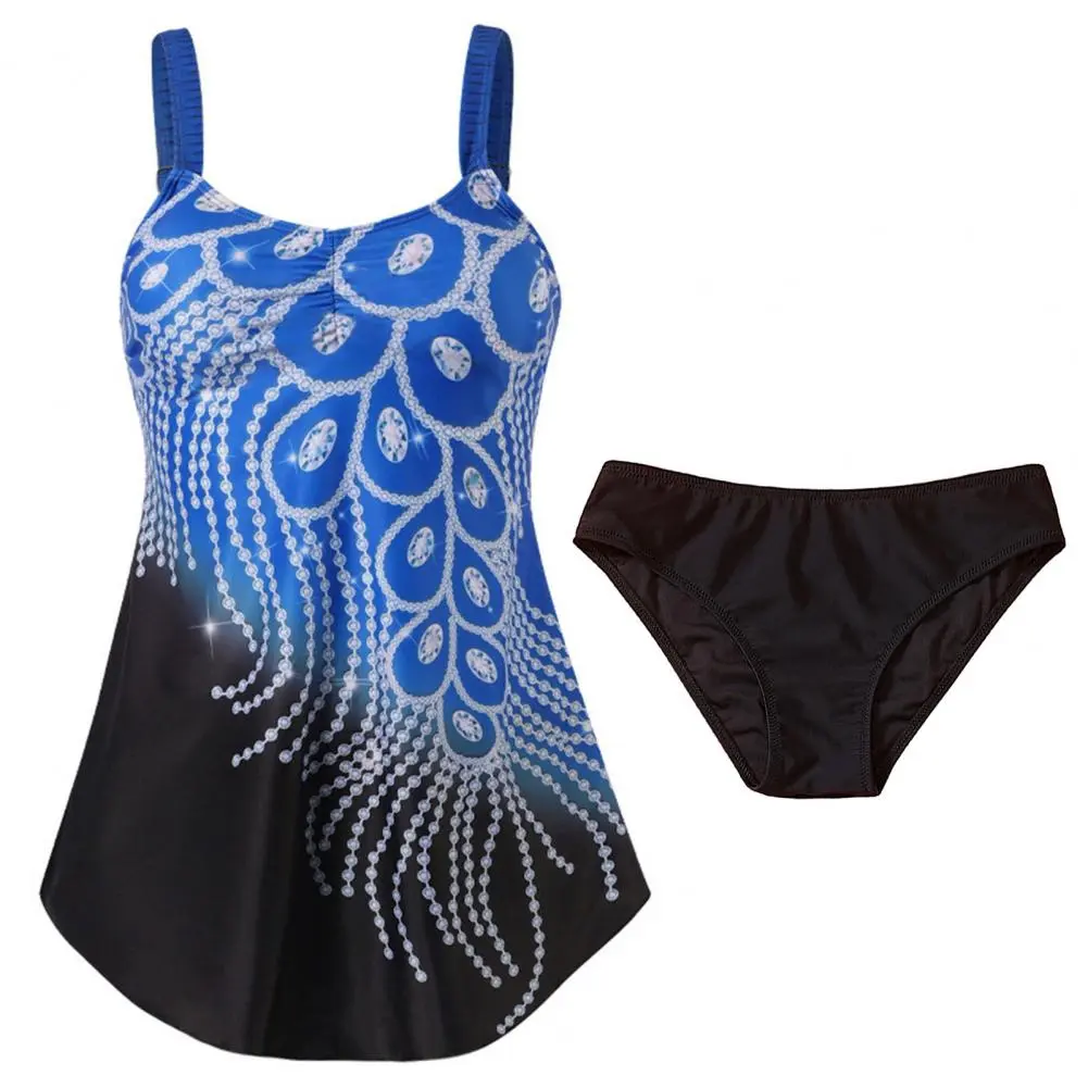 2025 Sexy One Piece Swimsuit Women Tankini Swimsuit Two Piece Patchwork Tank Top + Briefs Set Spaghetti Band Tankini Swimwear