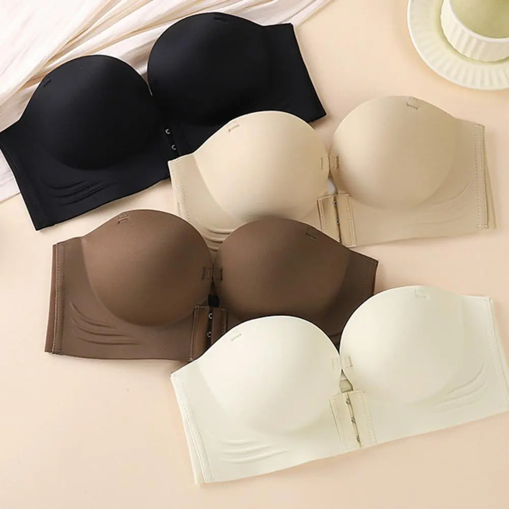 Women Soft Bra Comfortable Access Bra Comfortable Strapless Bra with Front Buckle Design for Women Anti-slip Soft for Wear