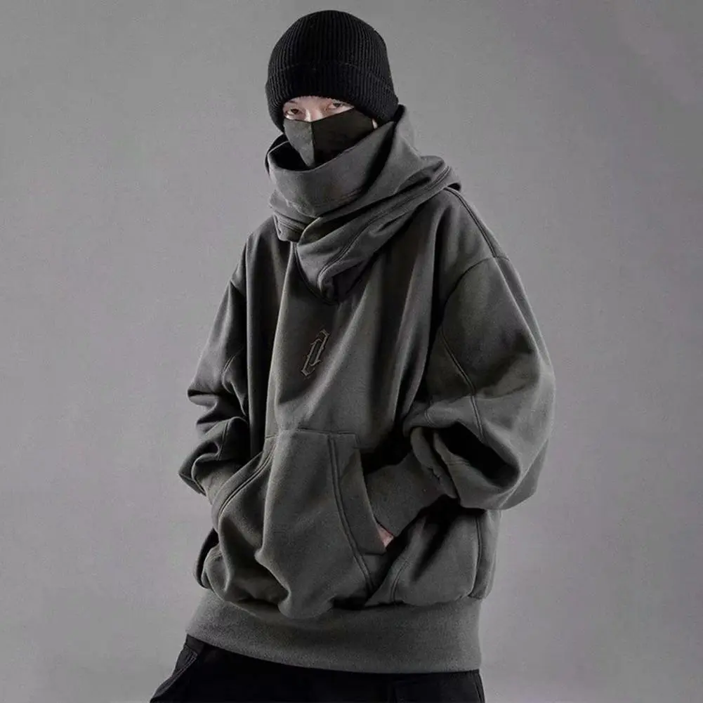 High Collar Men's Hoodie Casual Oversized Hoodies Sweatshirt Techwear Hip Hop Harajuku High Street skateboard Cloak Sweatshirt