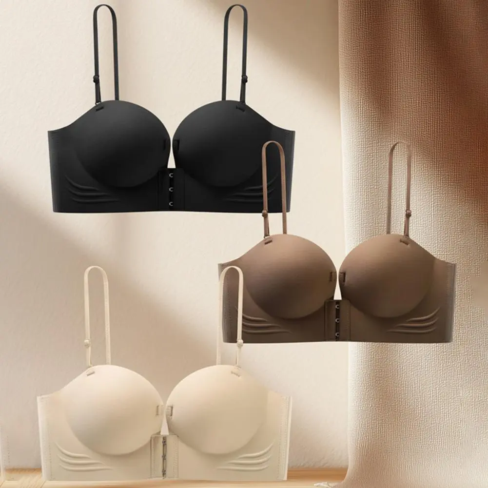 Women Soft Bra Comfortable Access Bra Comfortable Strapless Bra with Front Buckle Design for Women Anti-slip Soft for Wear