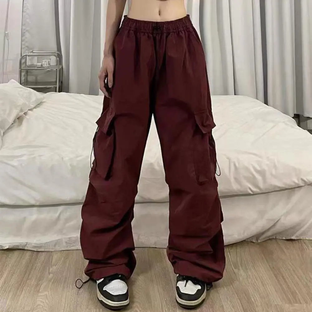 Oversized Wide Leg Pants Street Style Pants Female Straight Cargo Pants Elastic High Waist Women Baggy Pants Casual