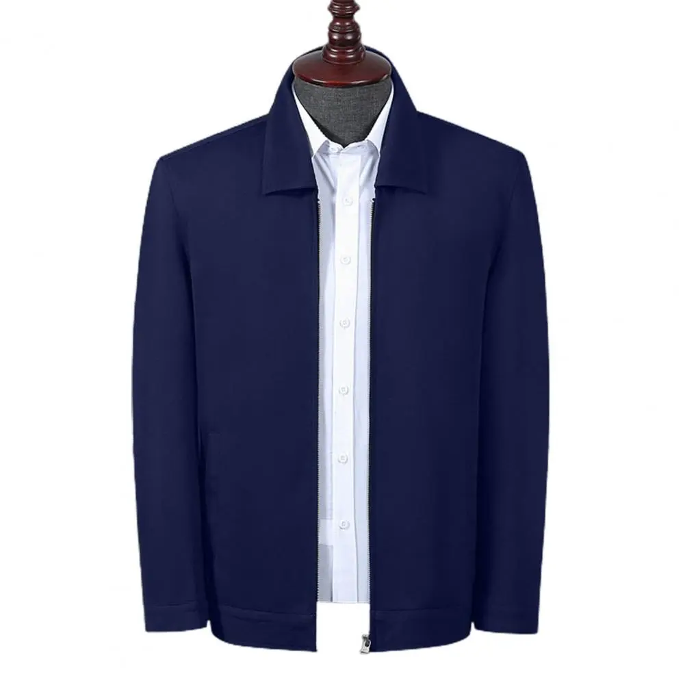 Men Coat Casual Spring Jacket Solid Color Turn-down Collar Loose Casual Business Spring Coat Colorfast Gentle Cardigan Coat