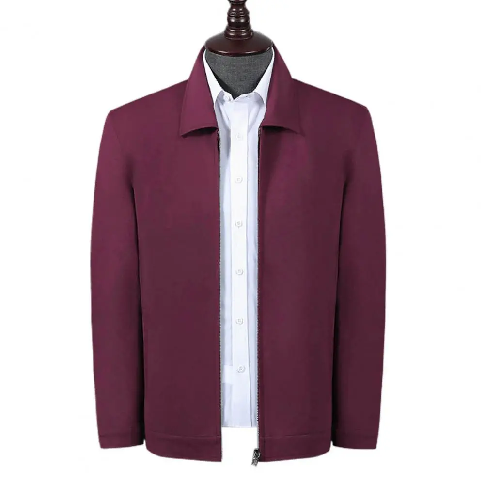 Men Coat Casual Spring Jacket Solid Color Turn-down Collar Loose Casual Business Spring Coat Colorfast Gentle Cardigan Coat