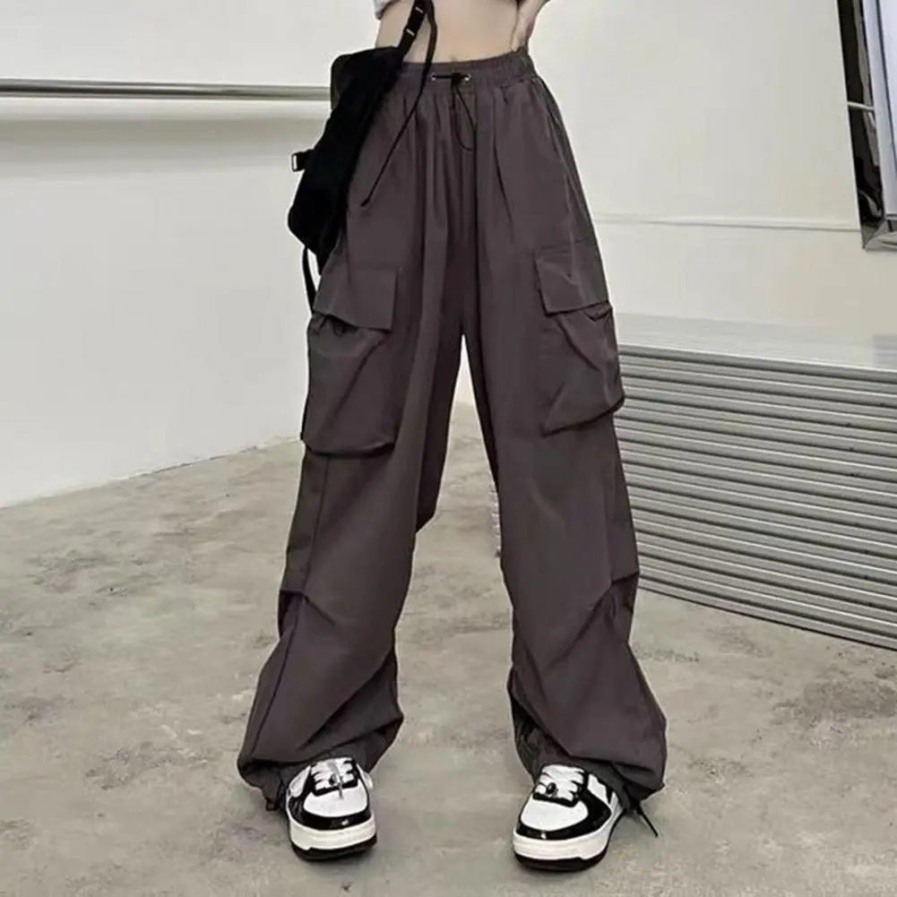 Oversized Wide Leg Pants Street Style Pants Female Straight Cargo Pants Elastic High Waist Women Baggy Pants Casual