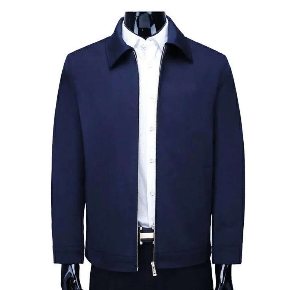 Men Coat Casual Spring Jacket Solid Color Turn-down Collar Loose Casual Business Spring Coat Colorfast Gentle Cardigan Coat
