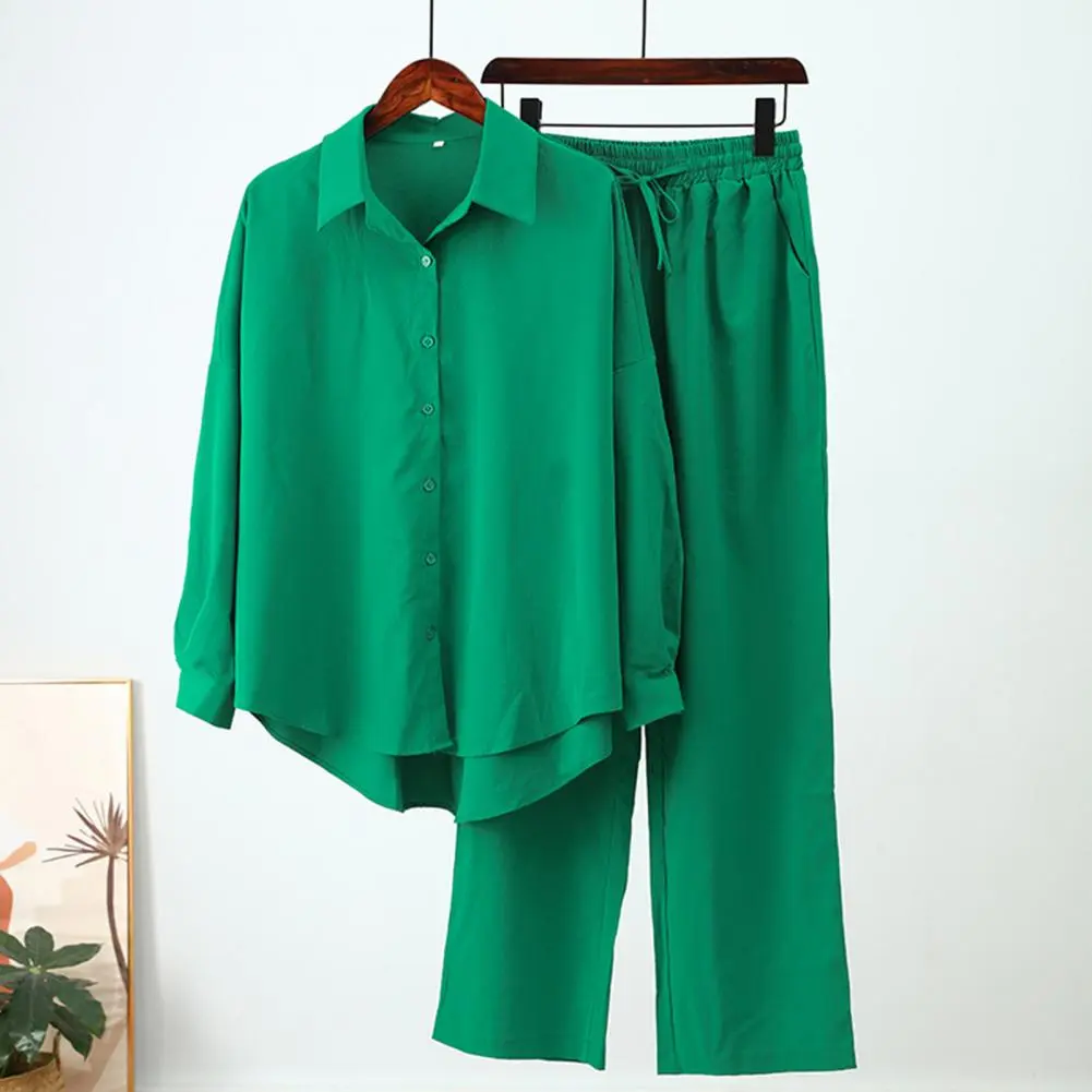 Oversized Lady Shirt Blouse Pants Suit High Waist Slacks Suit Women's Sweatshirt Cotton and Linen Shirt Pants Casual Suit