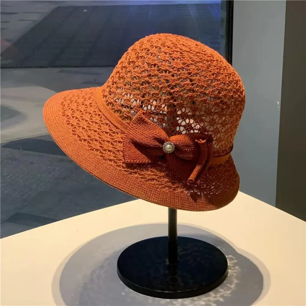 Summer Sun Hat Sun Hat Uv Protection Handmade Straw Woven Sun Hat with Bow for Women Foldable Big Brim Beach for Protection
