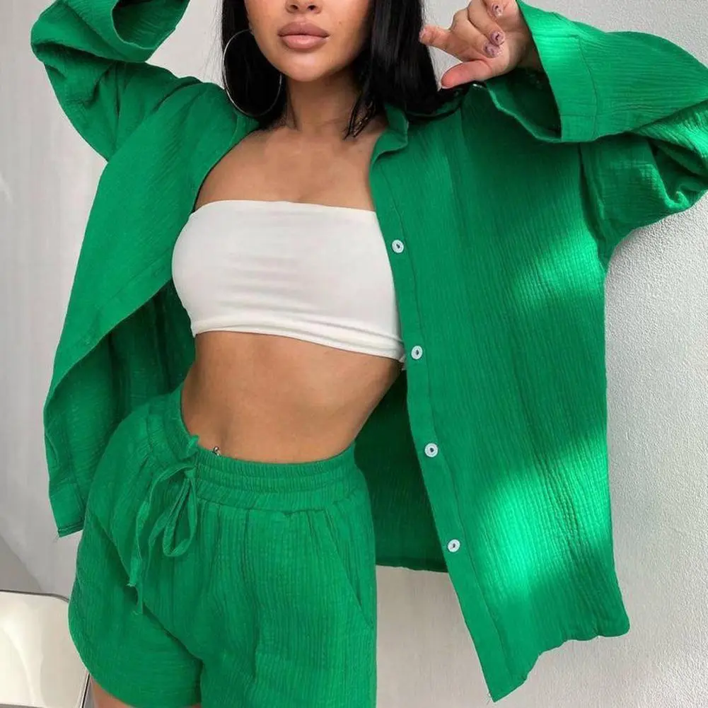 Oversized Shirt Shorts Two Piece Sets Women Spring Cotton Tops With Loose High Waist Shorts Suit 2023 Fashion Streetwear Outfits