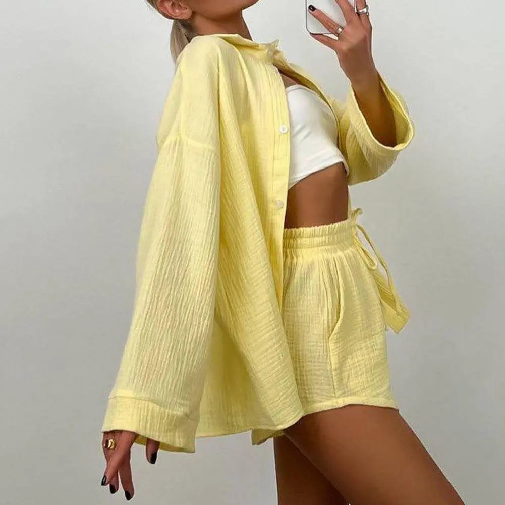 Oversized Shirt Shorts Two Piece Sets Women Spring Cotton Tops With Loose High Waist Shorts Suit 2023 Fashion Streetwear Outfits