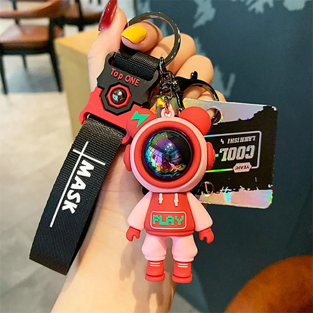 Cartoon Bear Keychain Cute Astronaut Bear Doll Keyring Bag Pendant Couple Car Keyholder Bag Pendant Charm Car Key Chains Keyring
