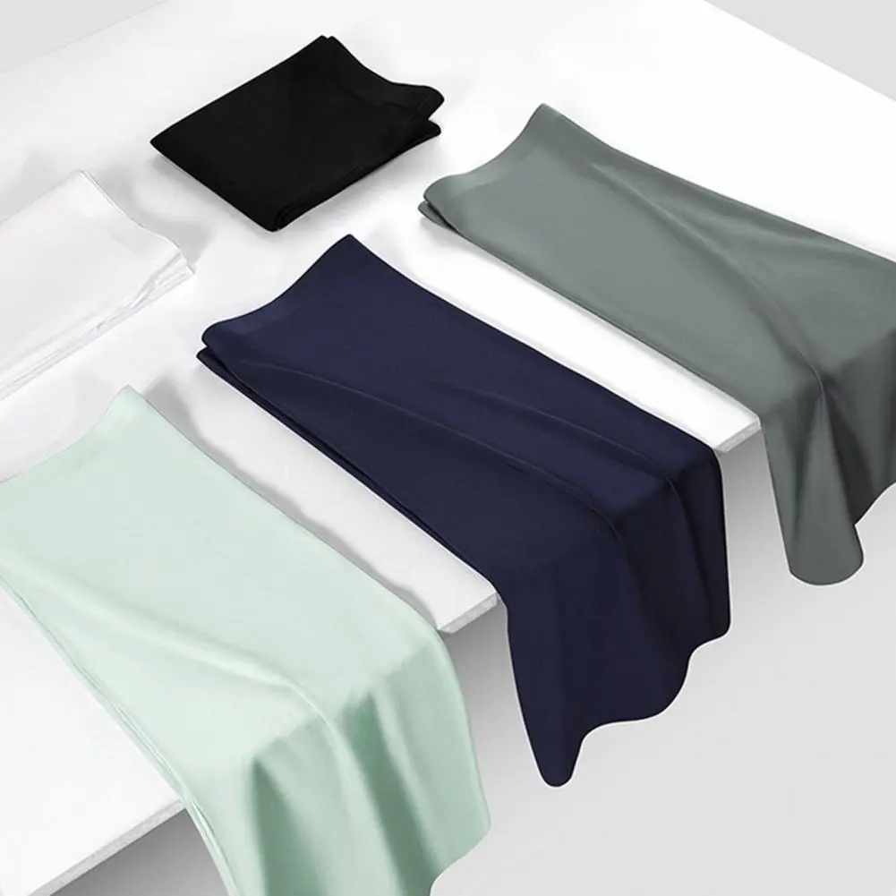 Boxer Underwear for Men Seamless Panties Breathable Ice Silk Men's Boxer Shorts with U-convex Design Seamless for Summer