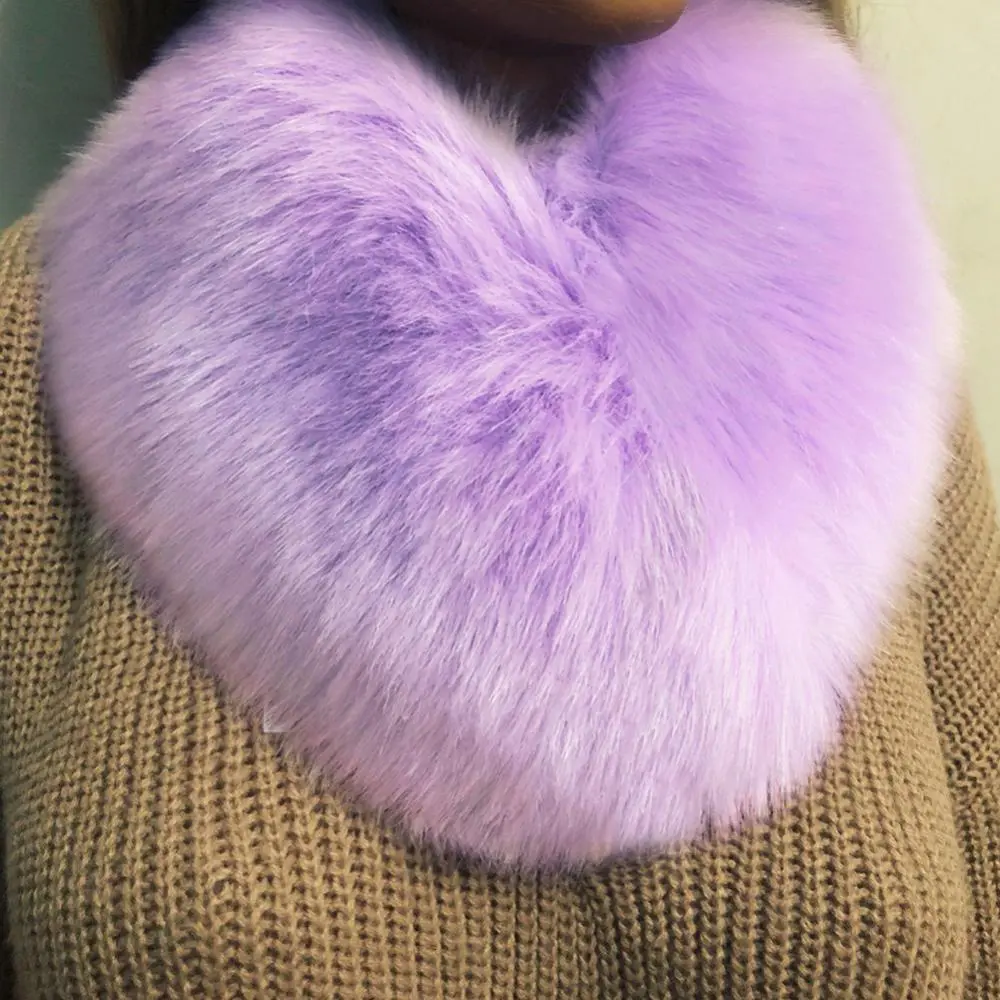 Winter Coat Faux Fur Fluffy Collar Scarf Wrap Fashion Sweater Neck Warmer Faux Fox Fur Collar Shawl Heart Shape Furry Fur Collar