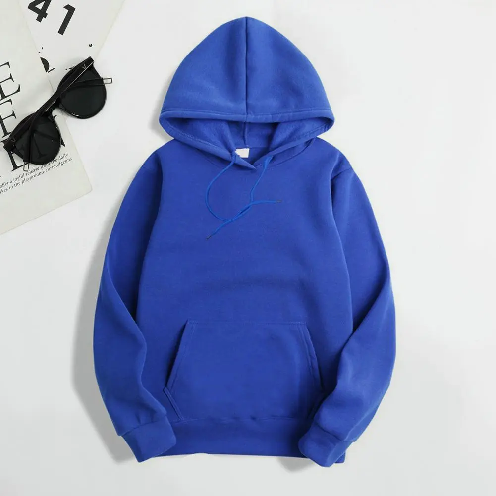 2025 Women Solid Color Hoodie Drawstring Patch Pocket Casual Spring Women Hoodie White Black Blue Soft Women Hooded Sweatshirts