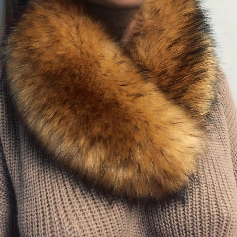 Winter Coat Faux Fur Fluffy Collar Scarf Wrap Fashion Sweater Neck Warmer Faux Fox Fur Collar Shawl Heart Shape Furry Fur Collar