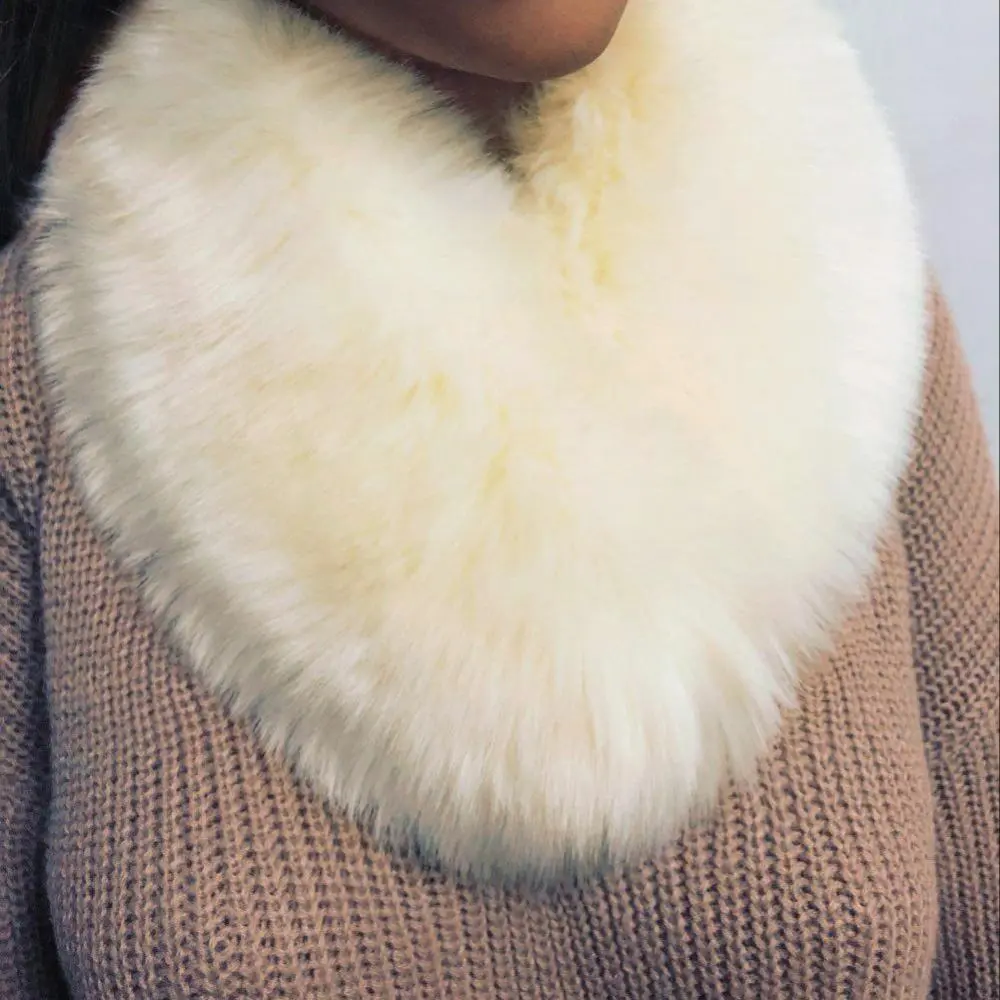 Winter Coat Faux Fur Fluffy Collar Scarf Wrap Fashion Sweater Neck Warmer Faux Fox Fur Collar Shawl Heart Shape Furry Fur Collar
