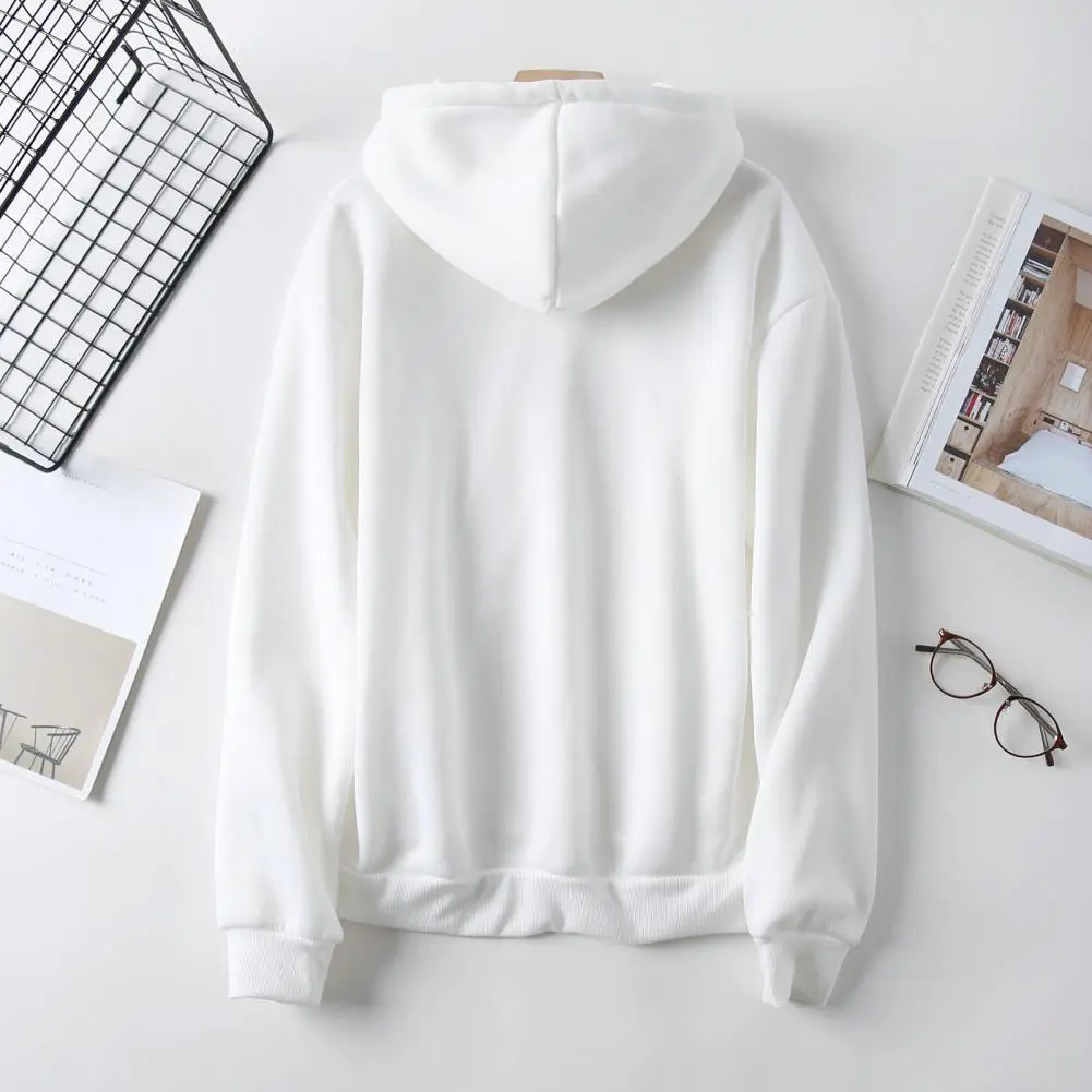 2025 Women Solid Color Hoodie Drawstring Patch Pocket Casual Spring Women Hoodie White Black Blue Soft Women Hooded Sweatshirts