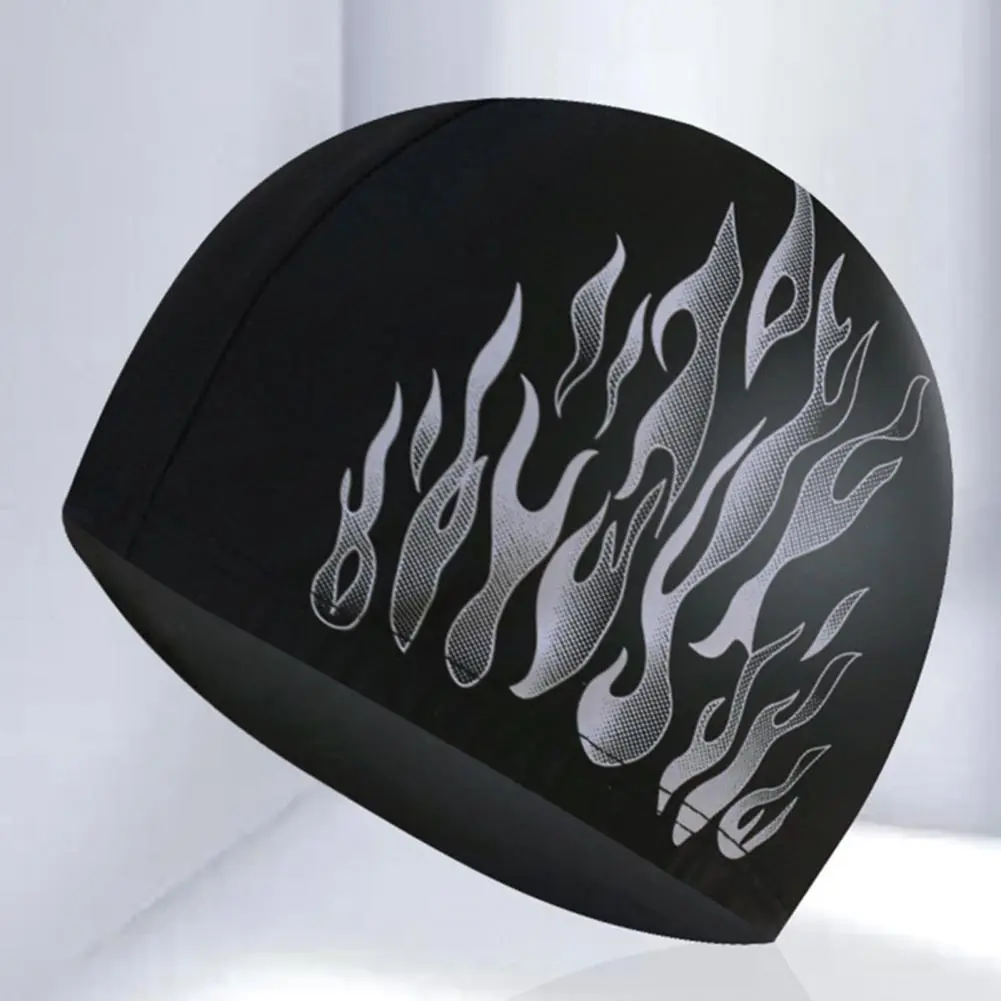 Flame Pattern Elastic Ear Swimming Cap Men Swimming Cap Elastic Swim Pool Hat Nylon Caps for Women Men Diving Caps