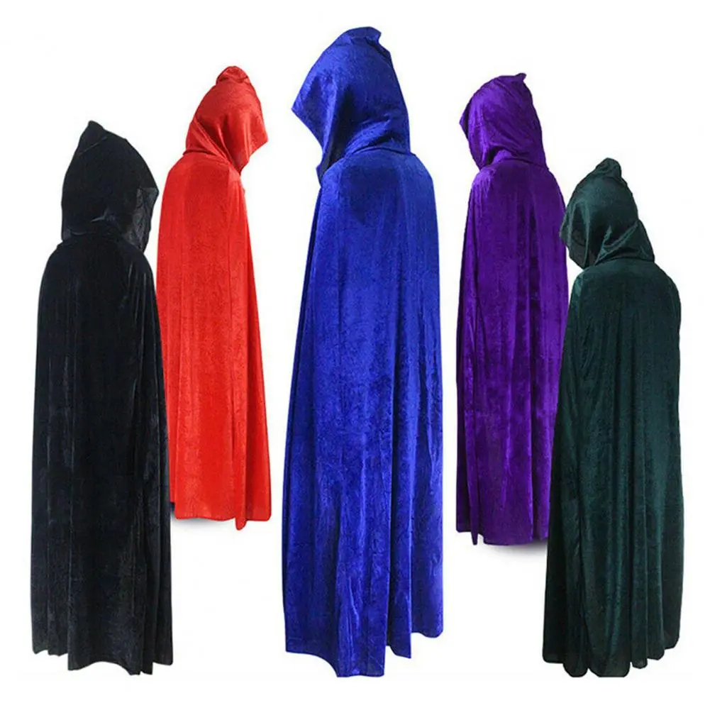2023 Golden Velvet Devil Cloak Halloween Adults Children Cloak Cape Hooded Robe Full Length Dress Coat Halloween Party Cape