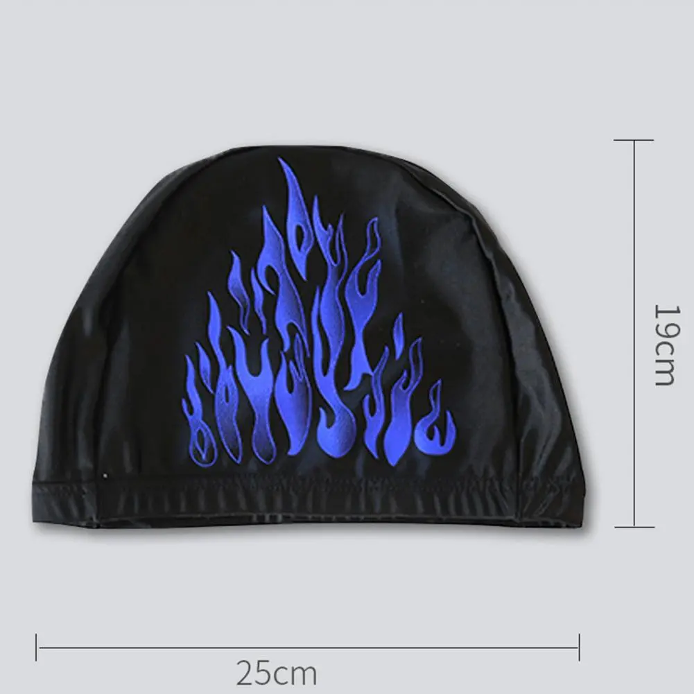 Flame Pattern Elastic Ear Swimming Cap Men Swimming Cap Elastic Swim Pool Hat Nylon Caps for Women Men Diving Caps