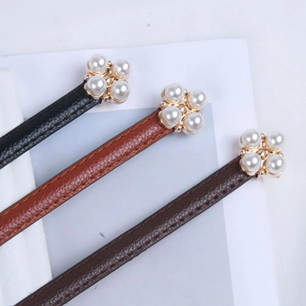 Women Waistband Dresses Belt Elegant Pearl-imitation Women's Belt for Dresses Shirts Sweaters Adjustable Waistband in Imitation