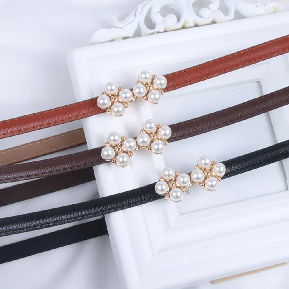 Women Waistband Dresses Belt Elegant Pearl-imitation Women's Belt for Dresses Shirts Sweaters Adjustable Waistband in Imitation