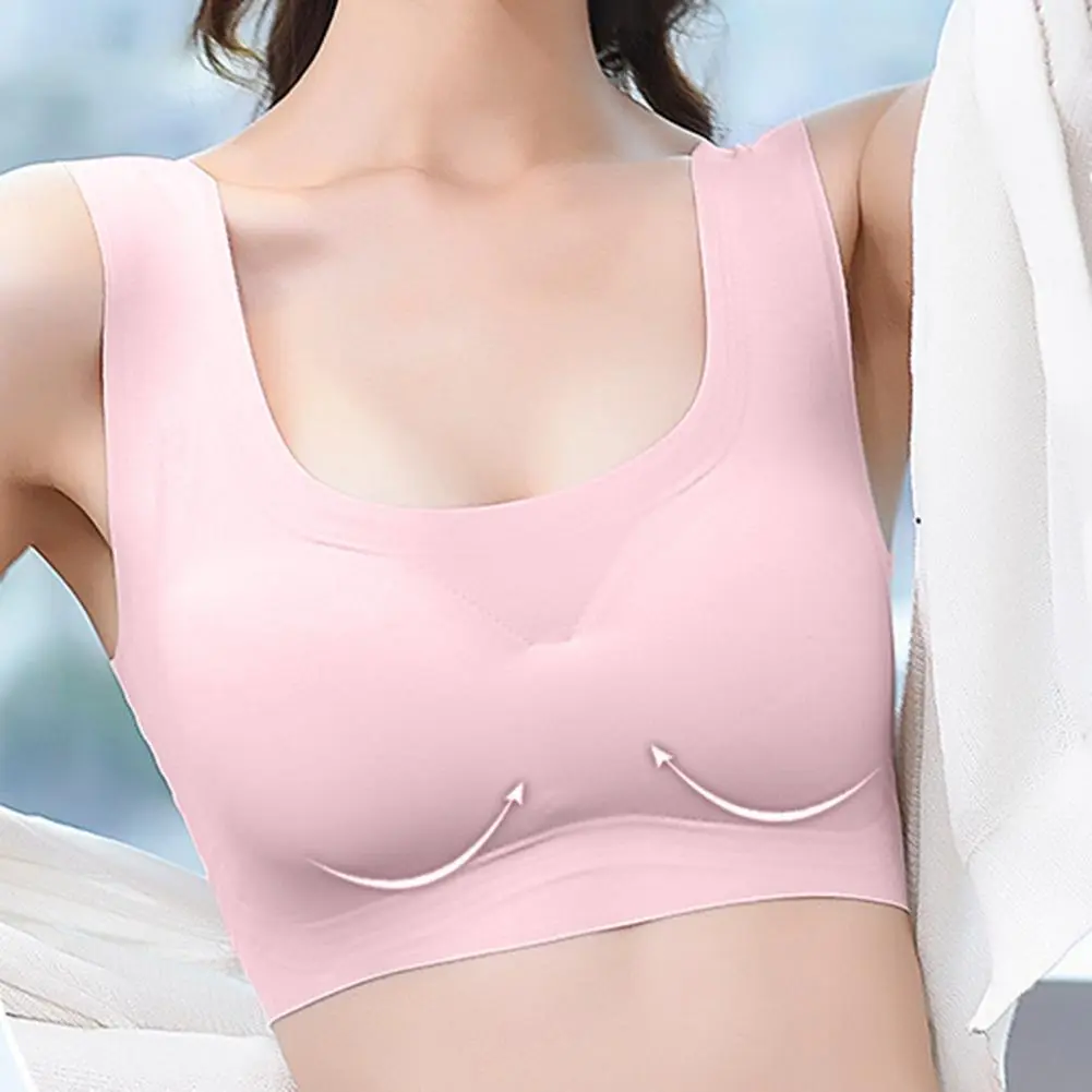 Nylon Spandex Bra Women Vest Bra Comfortable Wireless Sports Bra for Women Full Coverage Padded Yoga with Removable Pads