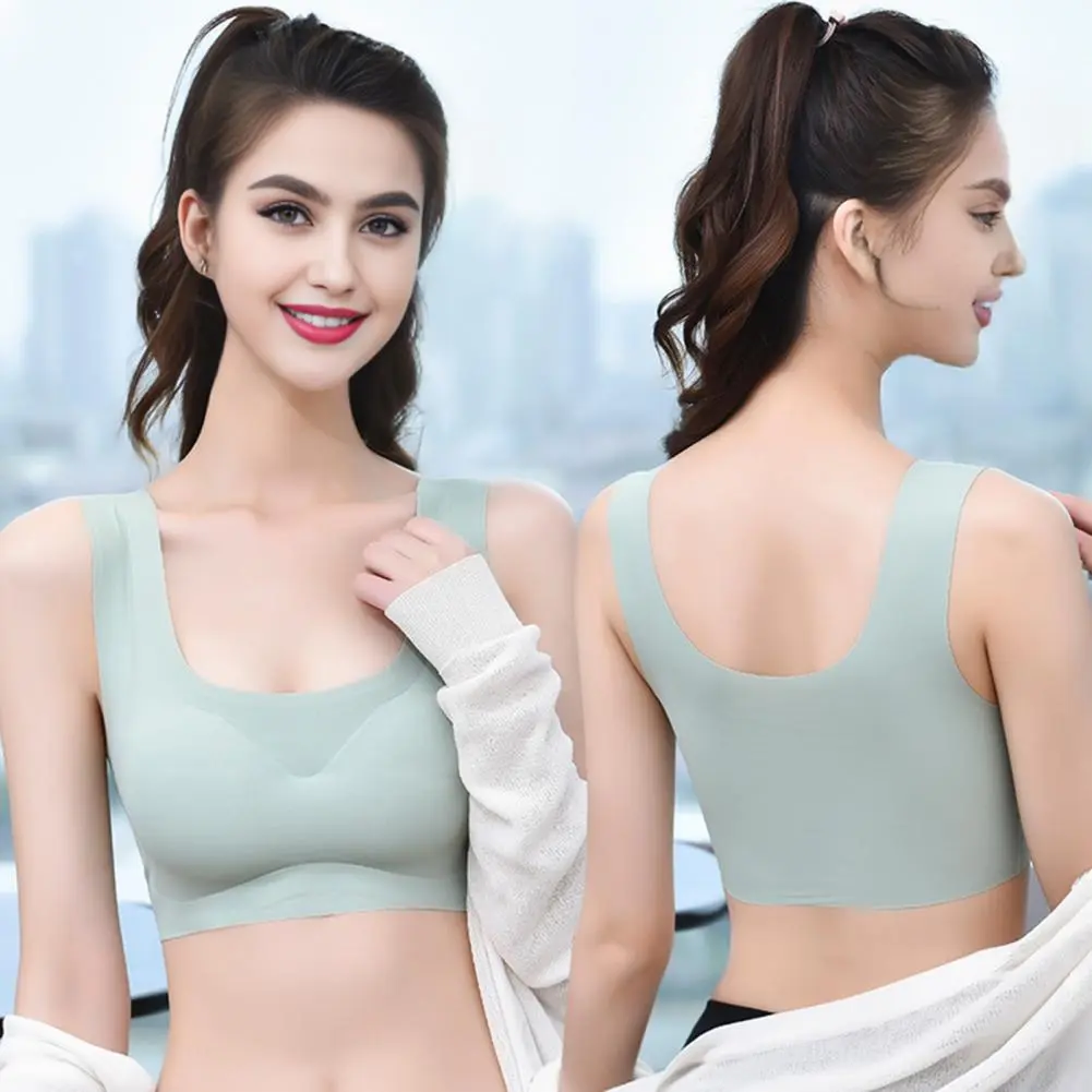 Nylon Spandex Bra Women Vest Bra Comfortable Wireless Sports Bra for Women Full Coverage Padded Yoga with Removable Pads
