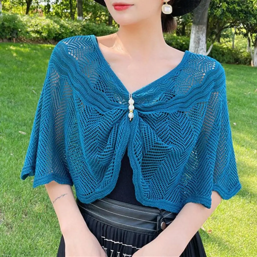 2024 Elegant Sunscreen Cardigan Half Sleeves Mesh Sun Shawl Coat Sunscreen Cardigan Summer Sundress Cover Women Shawl