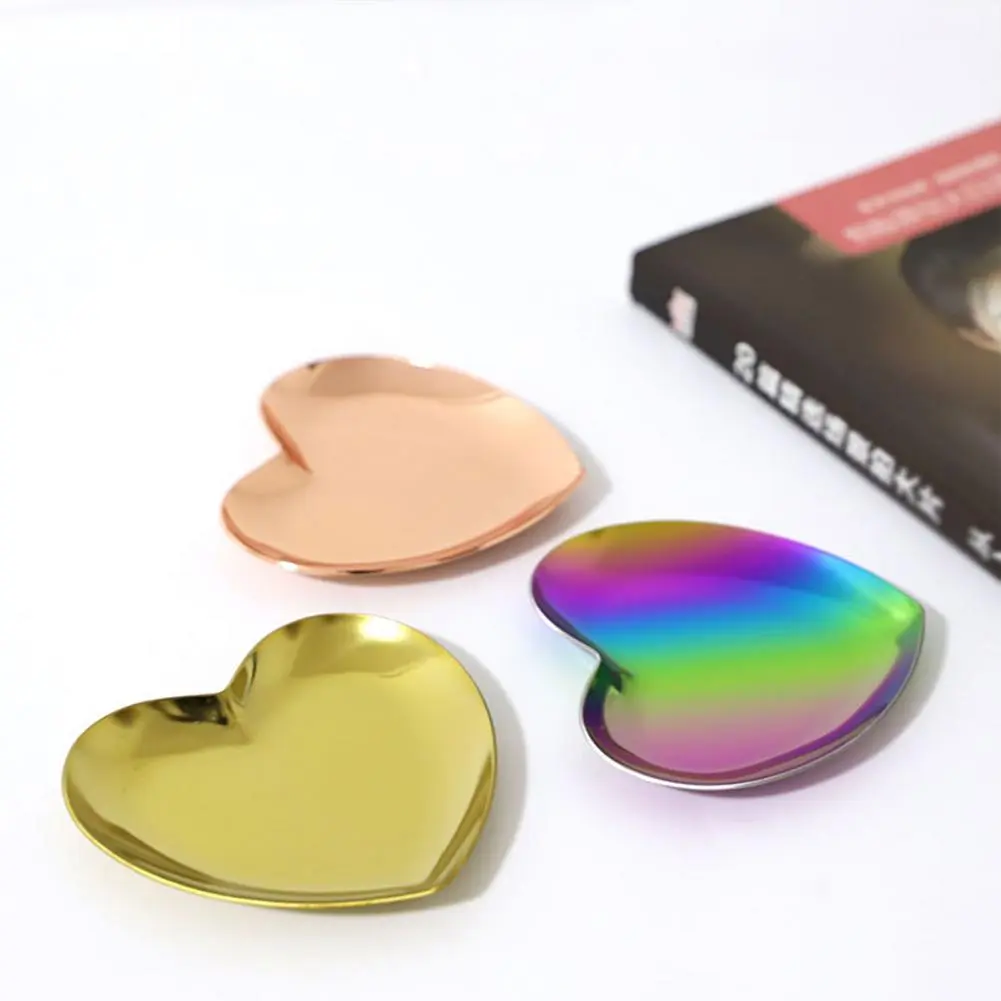Jewelry Tray Heart Shape Stainless Steel Jewelry Display Tray Ring Earring Necklace Display Plate Storage Plate Organizer Tray
