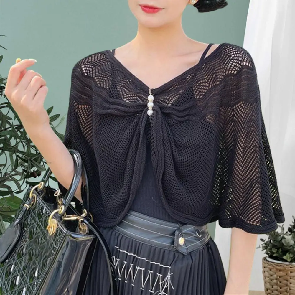2024 Elegant Sunscreen Cardigan Half Sleeves Mesh Sun Shawl Coat Sunscreen Cardigan Summer Sundress Cover Women Shawl