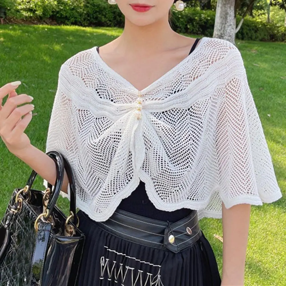 2024 Elegant Sunscreen Cardigan Half Sleeves Mesh Sun Shawl Coat Sunscreen Cardigan Summer Sundress Cover Women Shawl