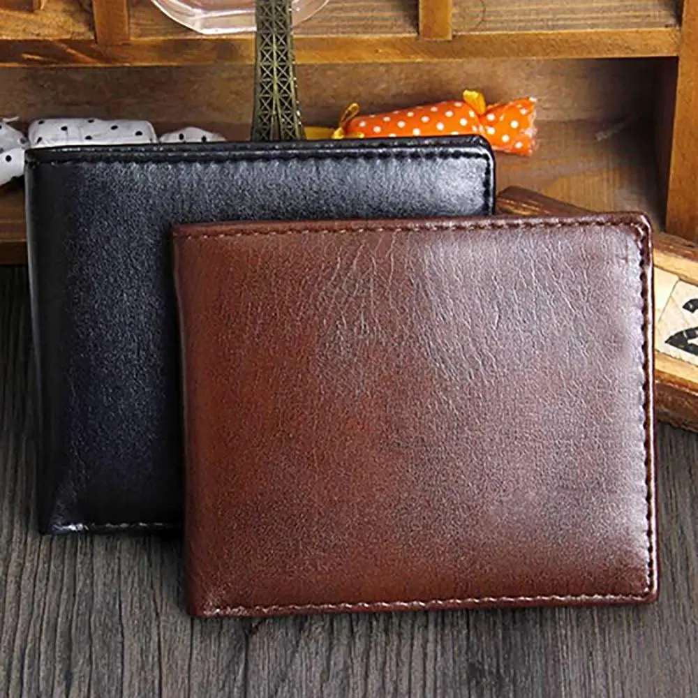 Men Wallets Premium Faux Leather ID Card Holder Wallets for Man Short Black Walet oney Clip Business Bifold Wallet Men Gifts