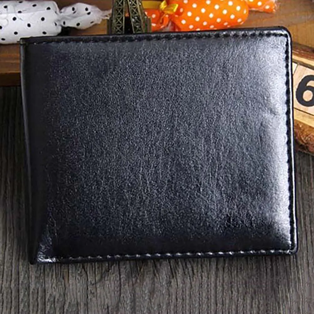 Men Wallets Premium Faux Leather ID Card Holder Wallets for Man Short Black Walet oney Clip Business Bifold Wallet Men Gifts