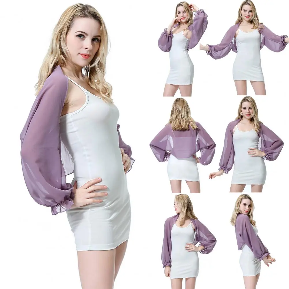 Sun Protection Scarf Elegant Chiffon Shawl with Ruffle Cuffs for Summer Sun Protection Lightweight Beach Cover-up with for Women